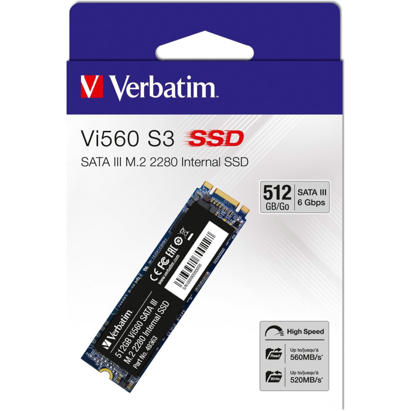 Накопичувач SSD Verbatim m.2 sata 512GB SSD-VI560 S3 (49363)