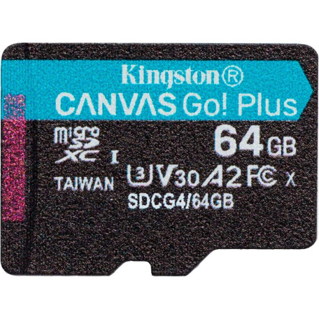 Карта памяти Kingston microSD 64GB C10 UHS-I U3 A2 V30 R200MB/s (SDCG4/64GBSP)