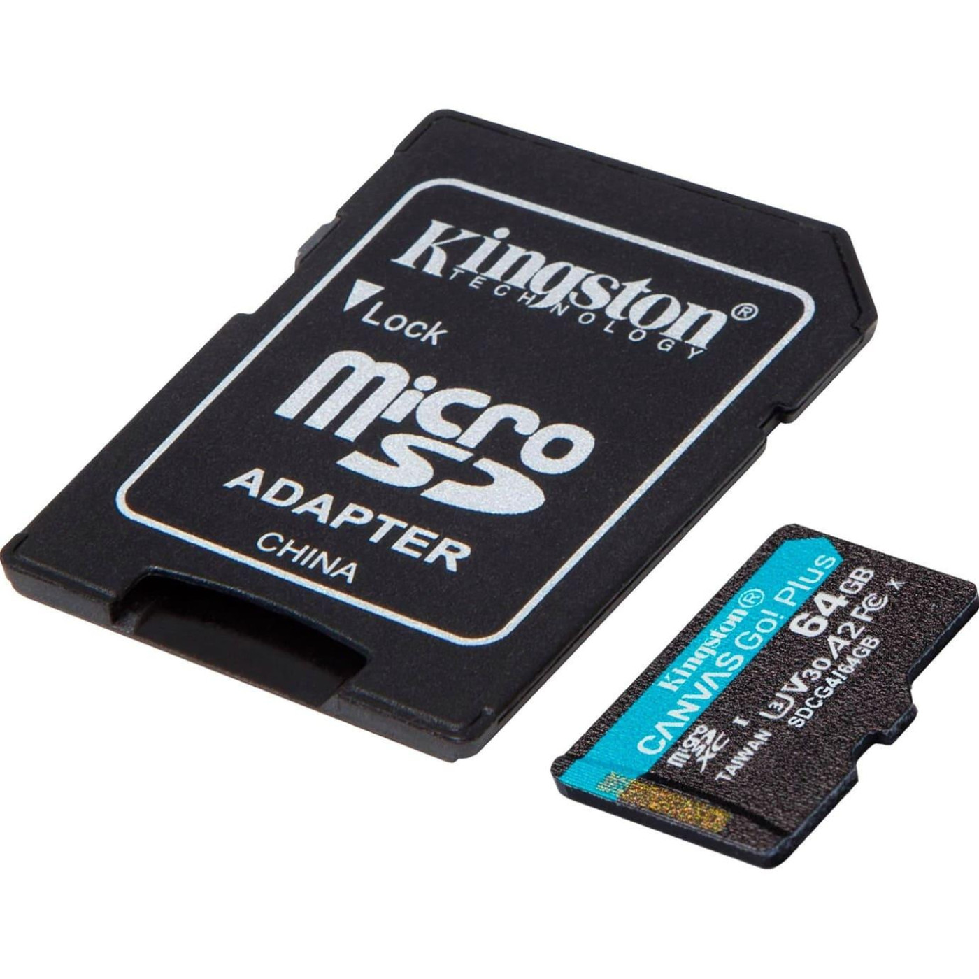 Карта памяти Kingston microSD 64GB C10 UHS-I U3 A2 V30 R200MB/s + SD (SDCG4/64GB)