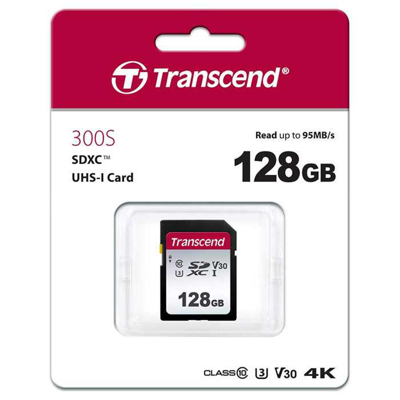 Карта памяти Transcend 128GB SDXC C10 UHS-I R100/W40MB/s (TS128GSDC300S)