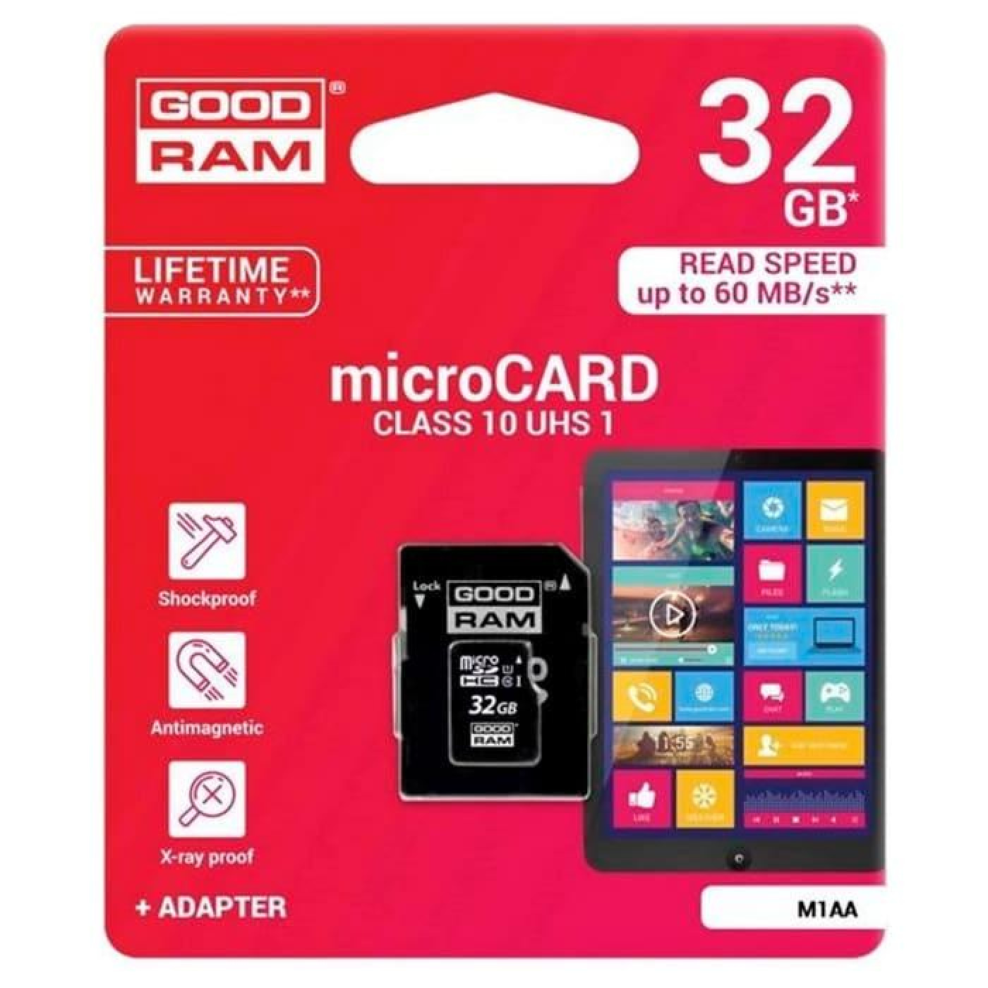 Карта пам'яті GoodRam MicroSDHC 32GB UHS-I Class 10 + SD-adapter (M1AA-0320R12)