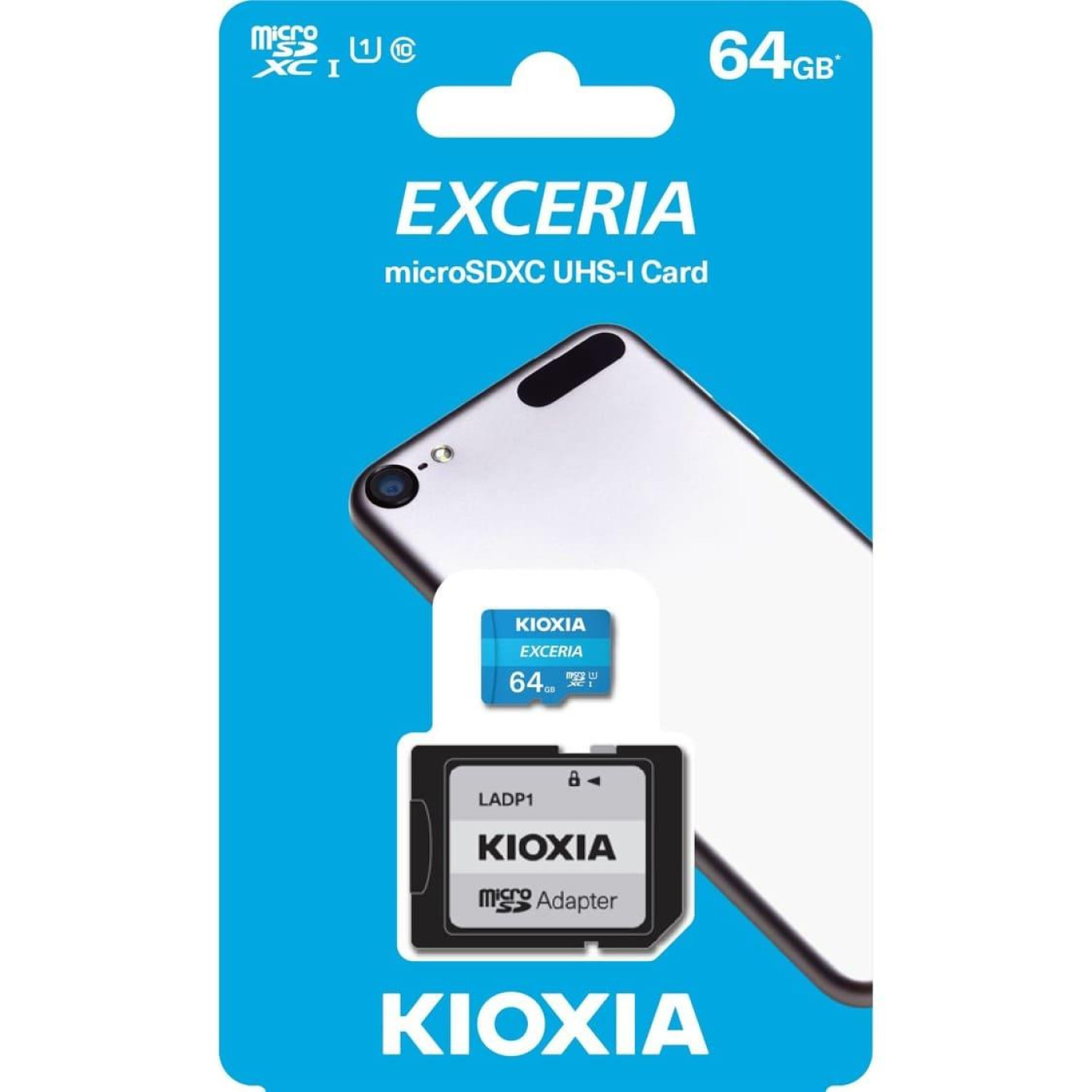 Карта пам'яті Kioxia MicroSDXC 64GB UHS-I Class 10 Exceria R100MB/s + SD-адаптер (LMEX1L064GG2)