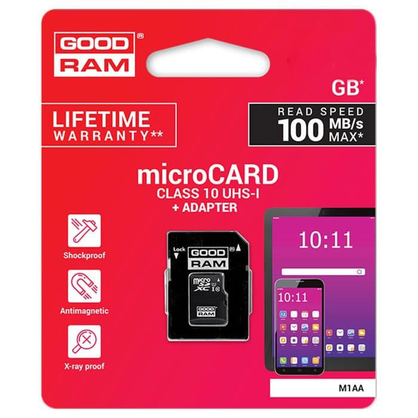 Карта пам'яті GoodRam MicroSDXC 64GB UHS-I Class 10 + SD-adapter (M1AA-0640R12)