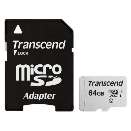 Карта памяти Transcend MicroSDXC 64GB UHS-I Class 10 300S + SD-adapter (TS64GUSD300S-A)