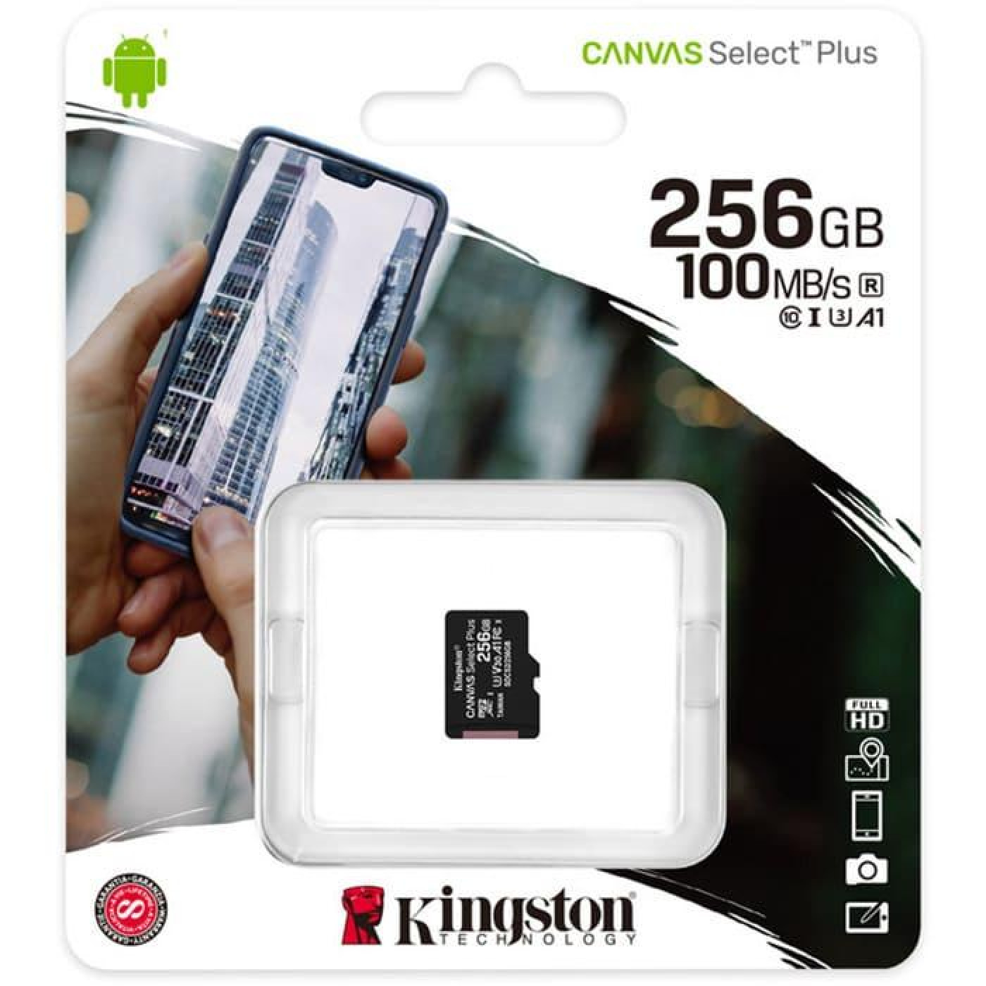 Карта пам'яті Kingston 256GB microSDXC C10 UHS-I R100/W85MB/s Canvas Select Plus (SDCS2/256GBSP)