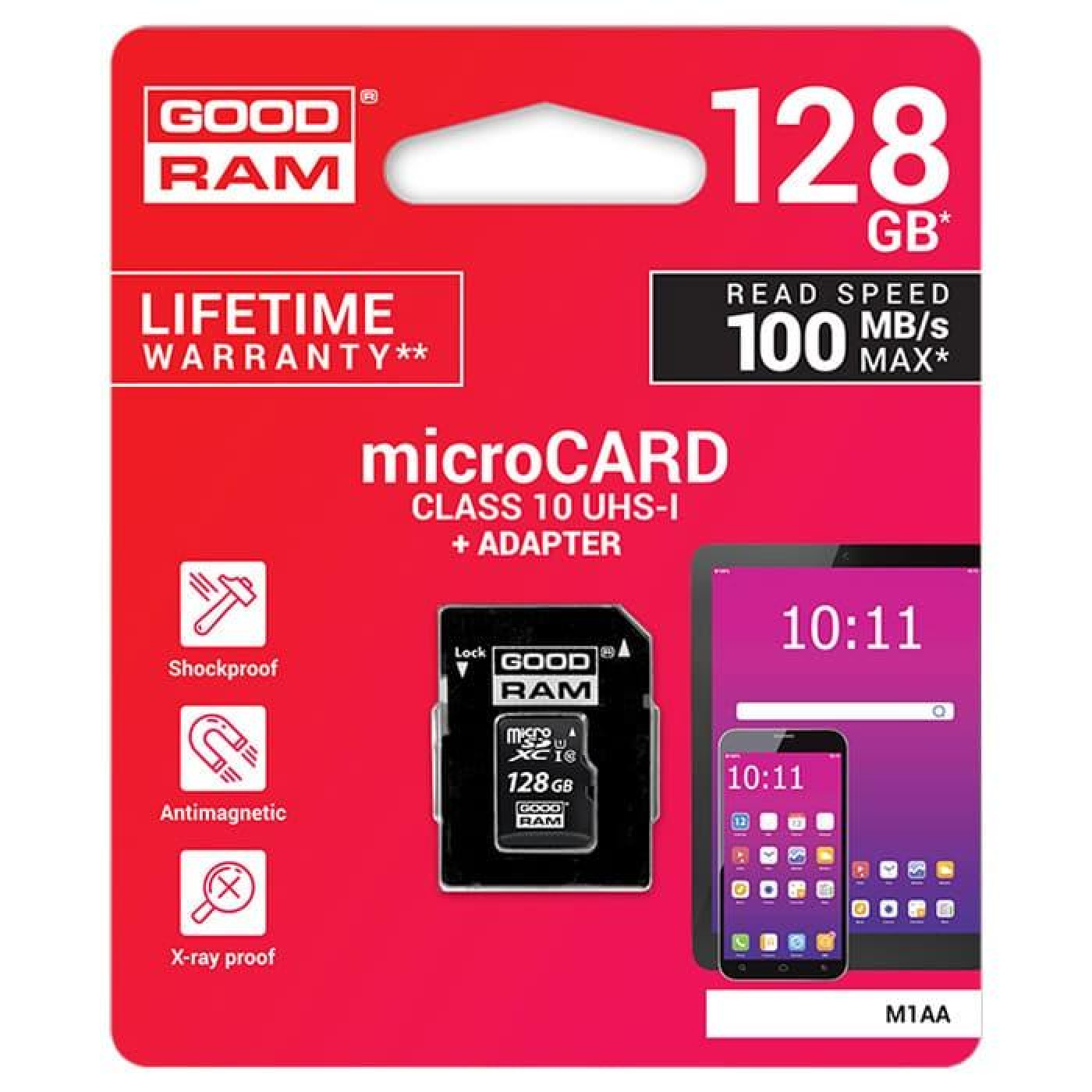 Карта пам'яті GoodRam 128GB microSDXC UHS-I Class 10 + SD-adapter (M1AA-1280R12)