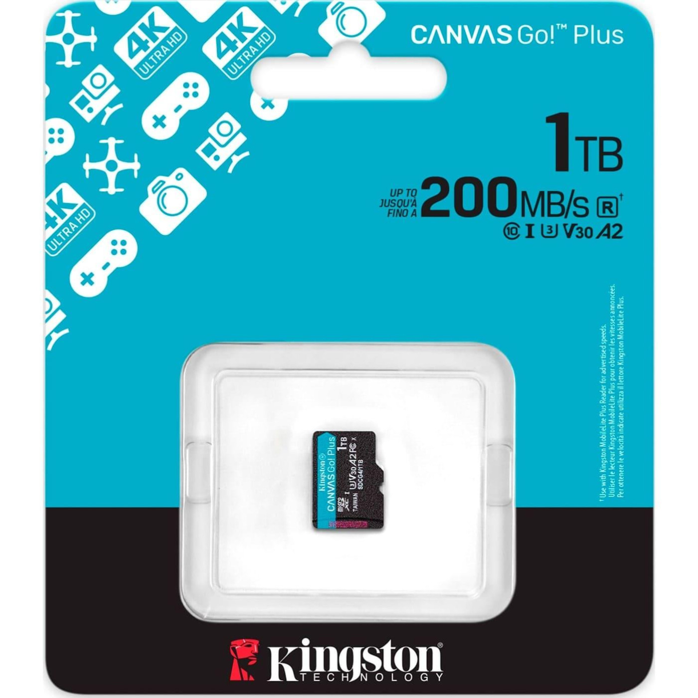 Карта пам'яті Kingston MicroSDXC 1TB UHS-I/U3 Class 10 Canvas Go! Plus R200/W160MB/s (SDCG4/1TBSP)