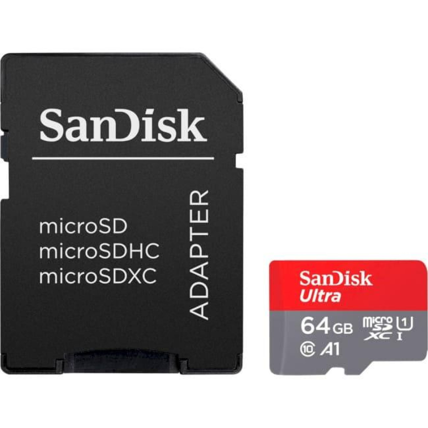 Карта памяти Sandisk microSDXC (UHS-1) Ultra 64Gb class 10 A1 (140Mb/s) (adapter) (SDSQUAB-064G-GN6MA)