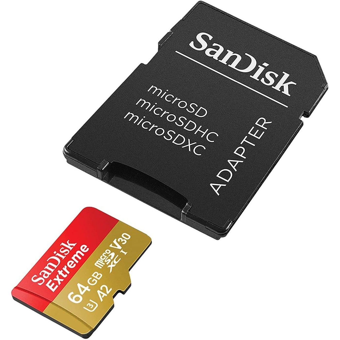 Карта пам'яті Sandisk 64GB microSD C10 UHS-I U3 R170/W80MB/s Extreme V30 + SD (SDSQXAH-064G-GN6MA)