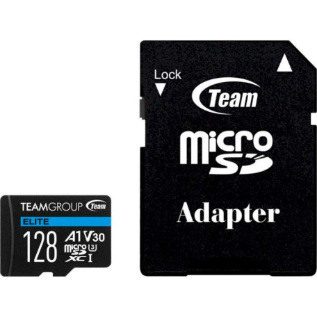 Карта пам'яті Team MicroSDXC 128GB UHS-I/U3 Class 10 Elite + SD-адаптер (TEAUSDX128GIV30A103)
