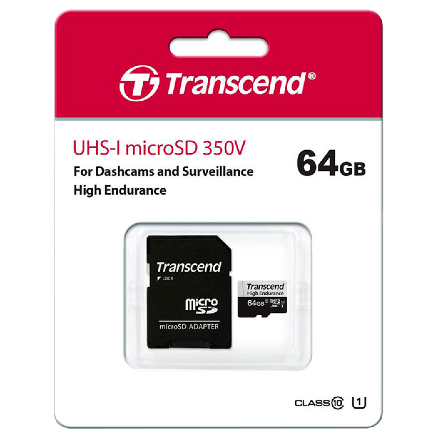 Карта памяти Transcend 64GB microSDXC C10 UHS-I U1 High Endurance (85TB) (TS64GUSD350V)
