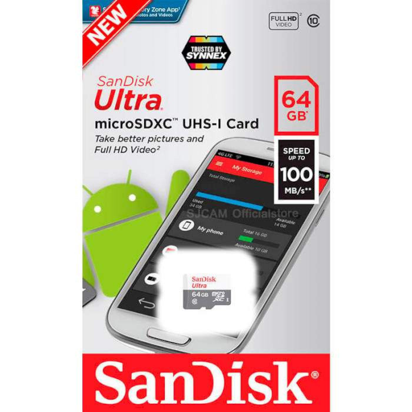 Карта памяти Sandisk 64GB microSDXC card C10 UHS-I ULTRA (SDSQUNR-064G-GN3MN)