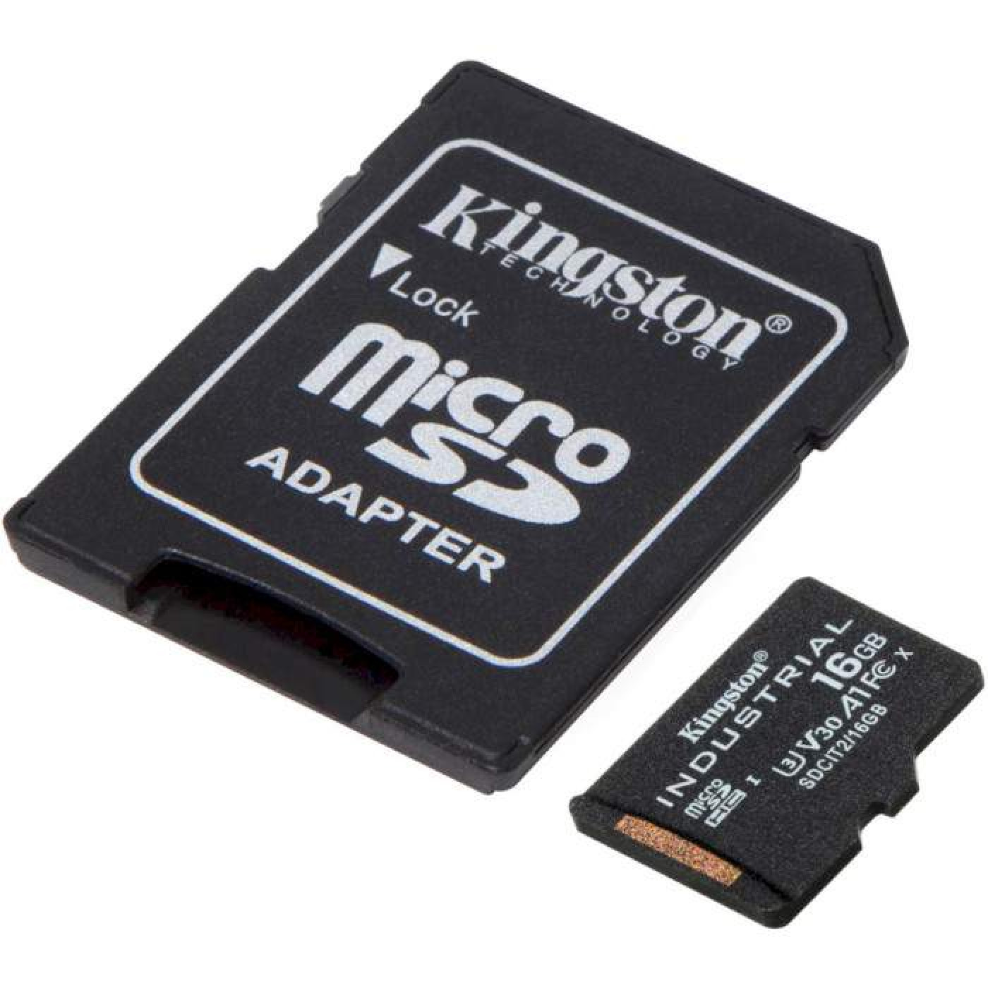 Карта пам'яті Kingston 16GB microSDHC Industrial C10 A1 pSL C Card + SD Adapter SDCIT2/16GB (SDCIT2/16GB)