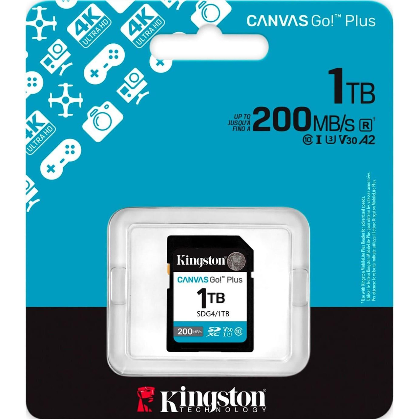 Карта пам'яті SDXC (UHS-1 U3) Kingston Canvas Go! Plus 1Tb class 10 A2 V30 (R200MB/s, W160MB/s)
