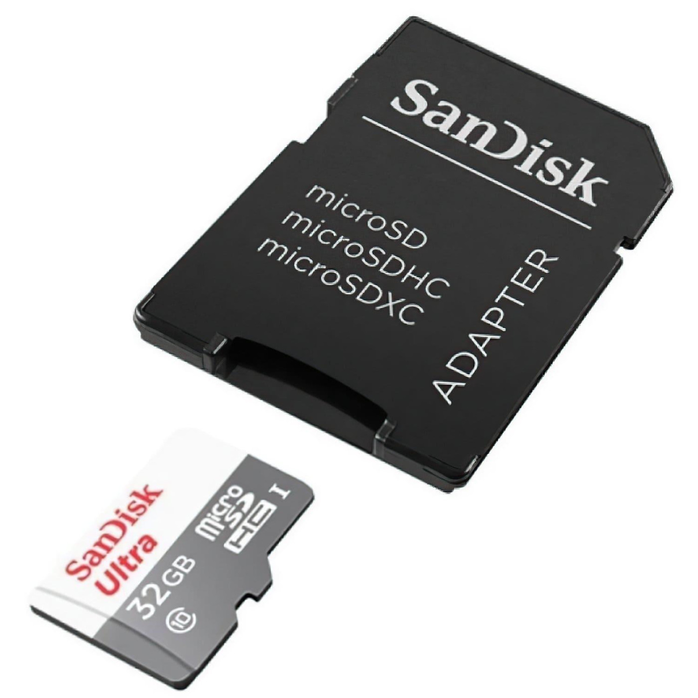 Карта памяти Sandisk 32GB microSDHC C10 UHS-I R100MB/s Ultra + SD (SDSQUNR-032G-GN3MA)