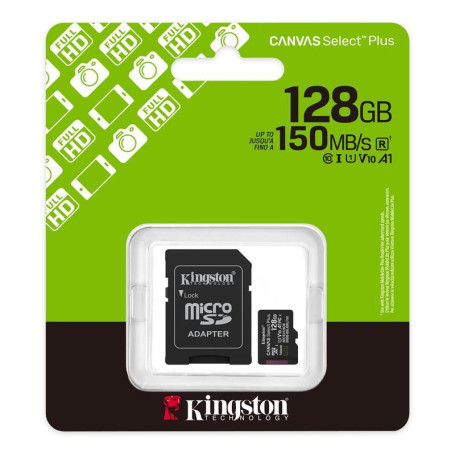 Карта пам'яті Kingston 128GB microSDXC Canvas Select Plus G en3 150MB/s A1 Card + Adapter SDCS3/128GB (SDCS3/128GB)
