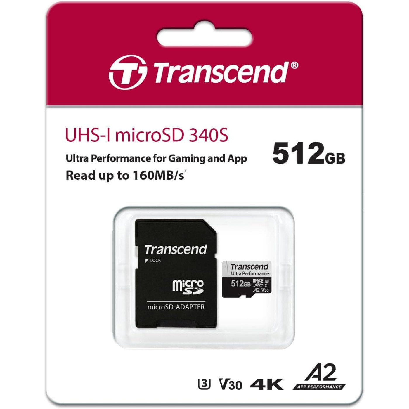 Карта памяти Transcend 512GB microSDXC UHS-I U3 A2 (TS512GUSD340S)