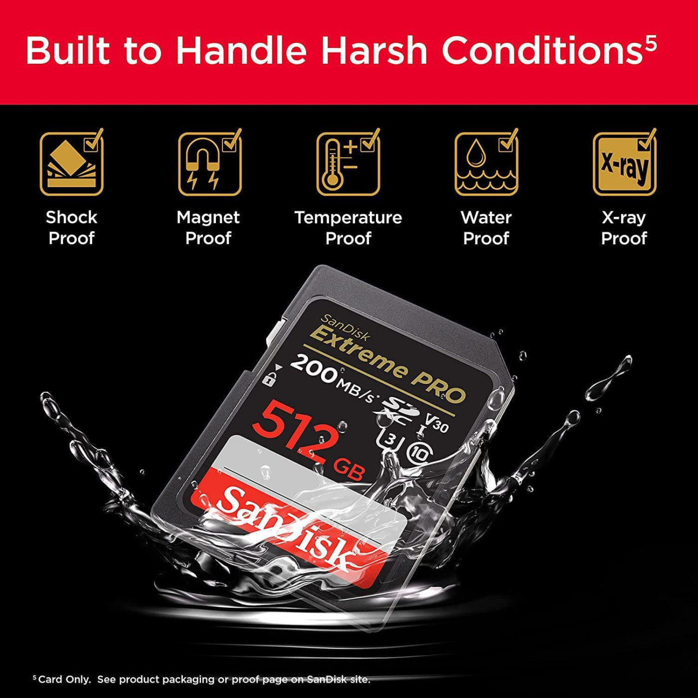 Карта памяти Sandisk 512GB SD C10 UHS-I U3 R200/W140MB/s Extreme Pro V30 (SDSDXXD-512G-GN4IN)