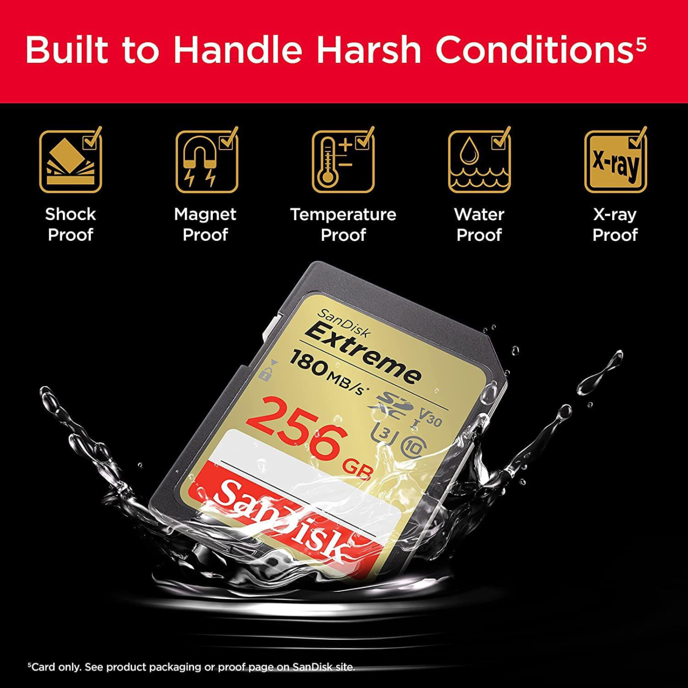 Карта пам'яті Sandisk 256GB SD C10 UHS-I U3 R180/W130MB/s Extreme V30 (SDSDXVV-256G-GNCIN)