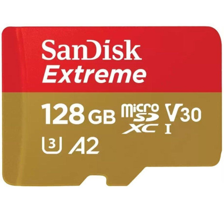Карта пам'яті Sandisk 128GB microSD C10 UHS-I U3 R190/W90MB/s Extreme V30 + SD (SDSQXAA-128G-GN6MA)