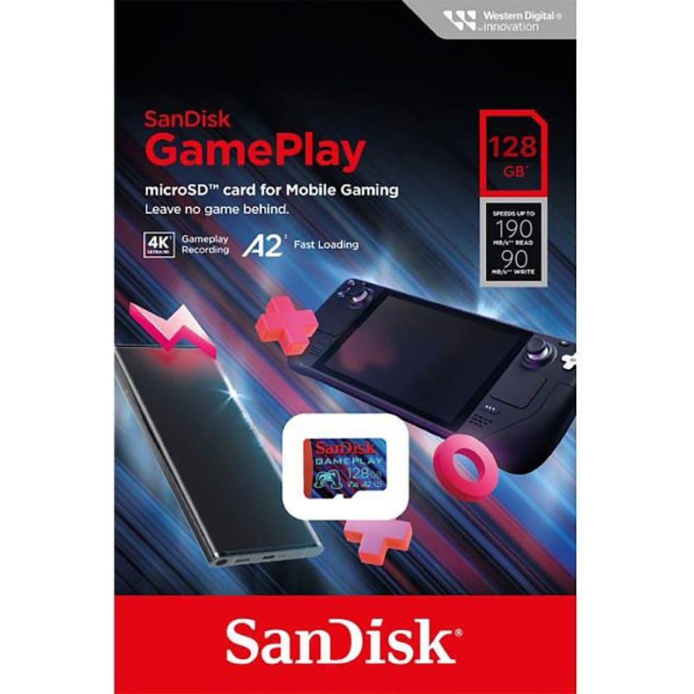 Карта пам'яті Sandisk 128GB microSD class 10 UHS-I U3 V30 A2 GamePlay (SDSQXAA-128G-GN6XN)