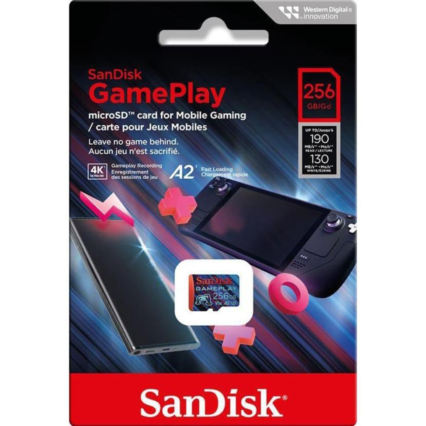 Карта памяти Sandisk 256GB microSDXC class 10 UHS-I U3 V30 A2 GamePlay (SDSQXAV-256G-GN6XN)