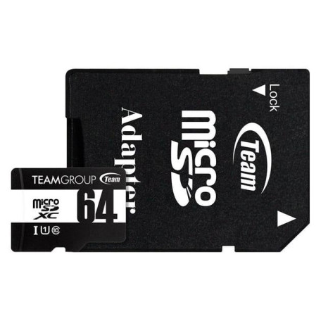 Карта памяти Team MicroSDHC 64GB UHS-I Class 10 Black + SD-adapter (TUSDX64GCL10U03)