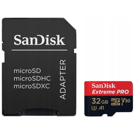 Карта памяти Sandisk 32GB microSDHC Extreme Pro + SD Adapter + Rescue Pro Deluxe 100MB/s A1 C (SDSQXCG-032G-GN6MA)
