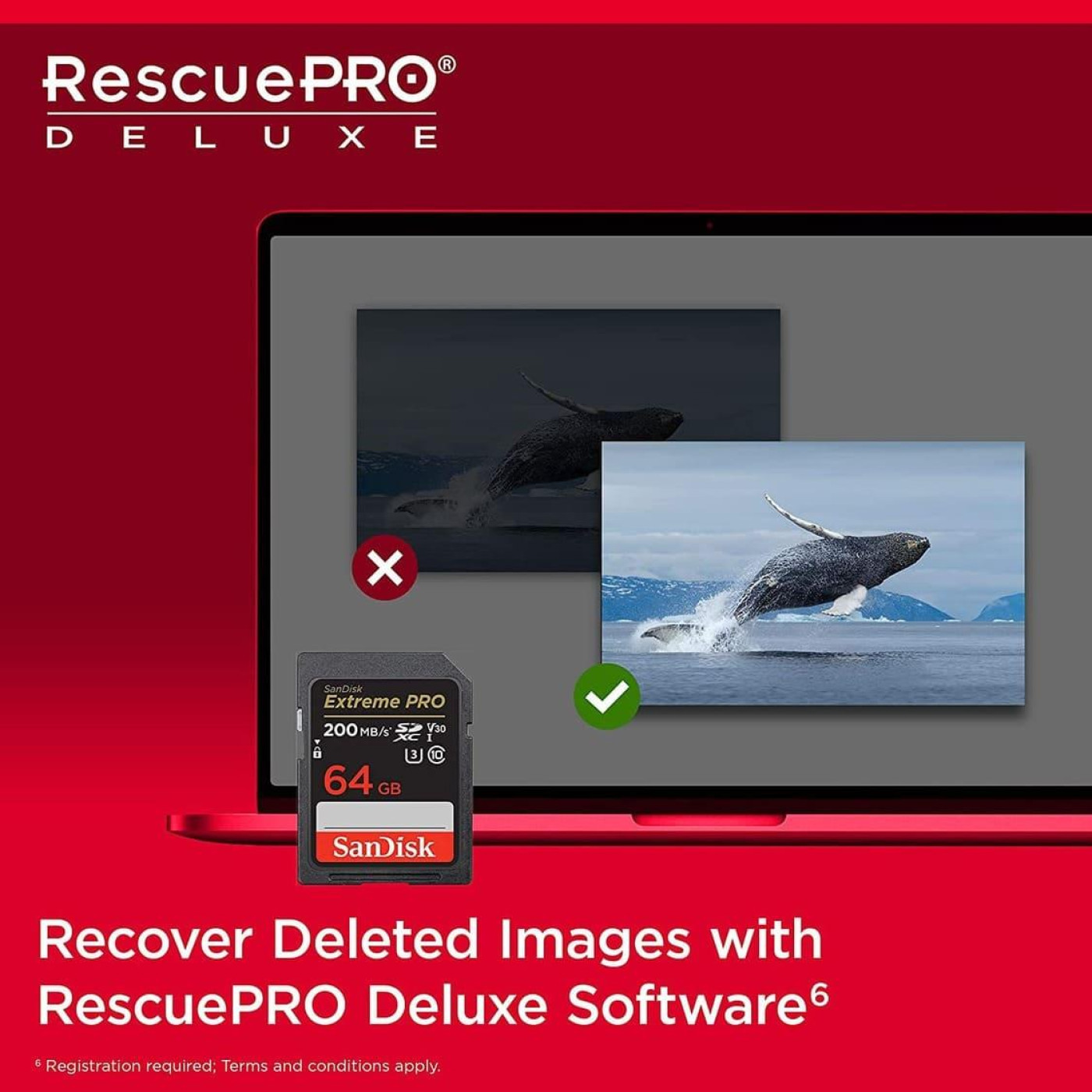 Карта памяти Sandisk 64GB SD C10 UHS-I U3 R200/W90MB/s Extreme Pro V30 (SDSDXXU-064G-GN4IN)