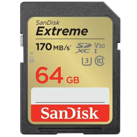 Карта памяти Sandisk 64GB SD C10 UHS-I U3 R170/W80MB/s Extreme V30 (SDSDXV2-064G-GNCIN)