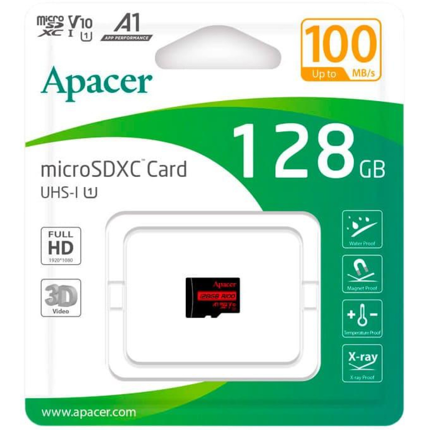 Карта пам`ятi MicroSDHC 128GB UHS-I Class 10 Apacer (AP128GMCSX10UB-RA)