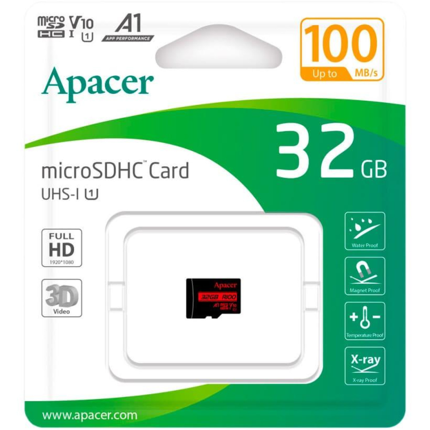 Карта пам'яті Apacer i MicroSDHC 32GB UHS-I Class 10 (AP32GMCSH10UB-RA)