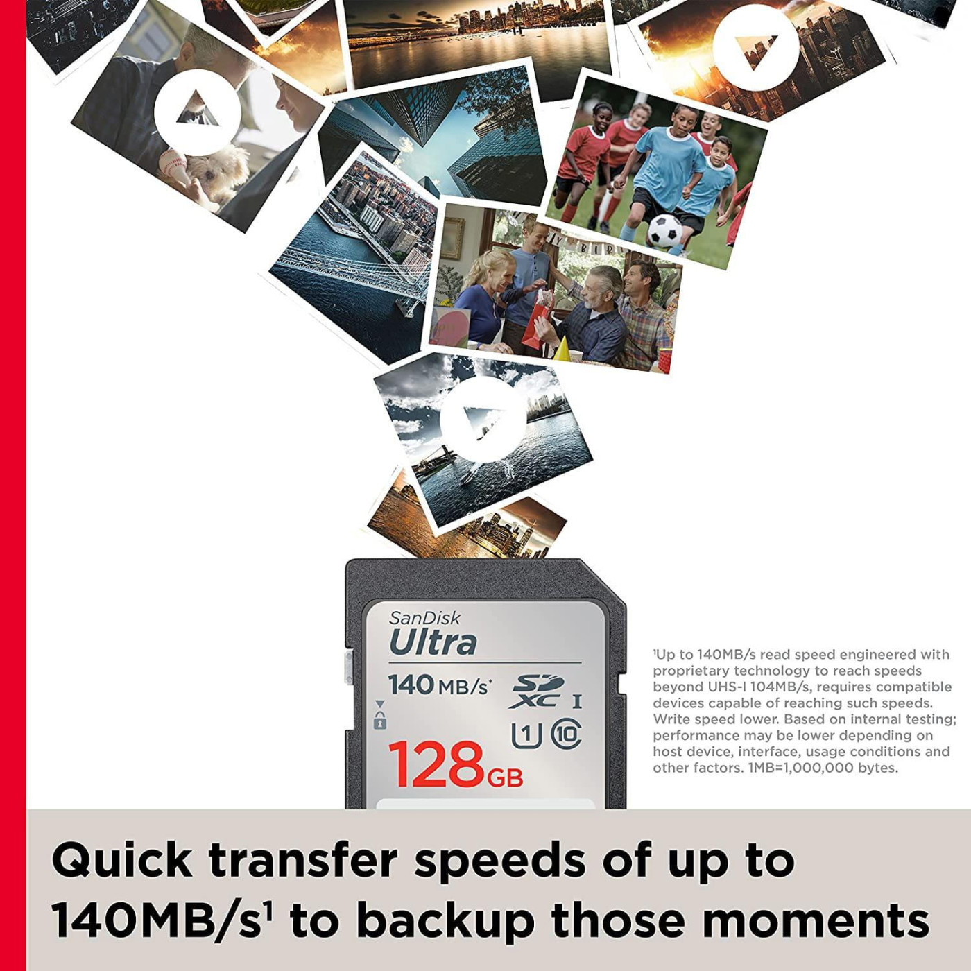 Карта пам'яті Sandisk 128GB SD C10 UHS-I R140MB/s Ultra (SDSDUNB-128G-GN6IN)