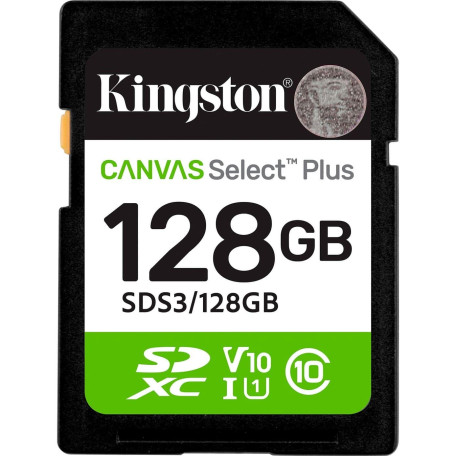 Карта пам'яті Kingston 128GB SDXC Canvas Select Plus Gen3 1 50MB/s C10 UHS-I U1 V10 SDS3/128GB (SDS3/128GB)