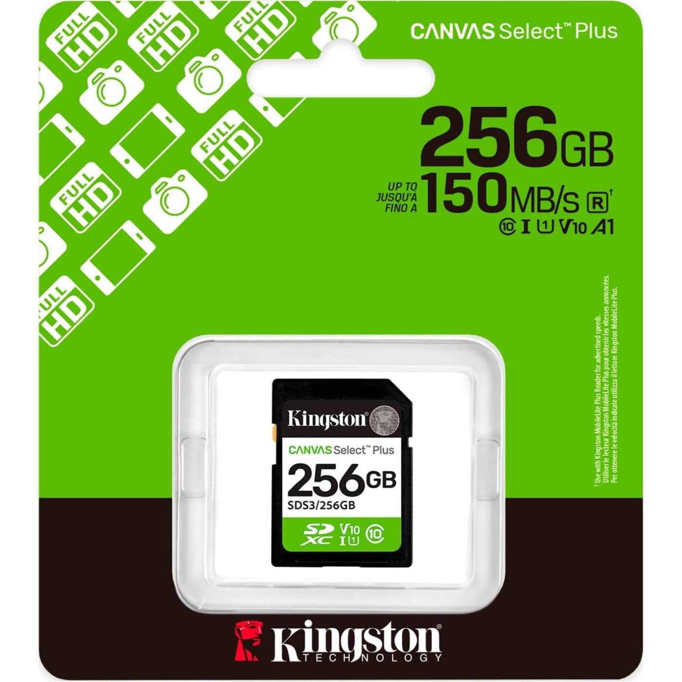 Карта пам'яті Kingston 256GB SDXC Canvas Select Plus Gen3 1 50MB/s C10 UHS-I U1 V10 SDS3/256GB (SDS3/256GB)