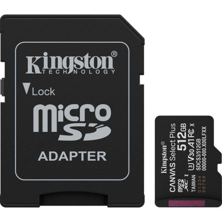 Карта памяти Kingston 512GB microSDXC Canvas Select Plus G en3 150MB/s A1 Card + Adapter SDCS3/512GB (SDCS3/512GB)