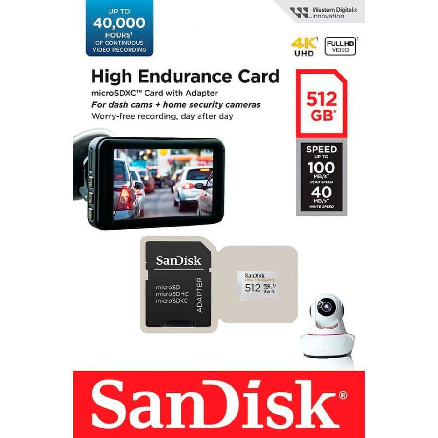 Карта памяти Sandisk 512Gb microSDXC (UHS-1 U3) High Endurance class 10 (SDSQQNR-512G-GN6IA)