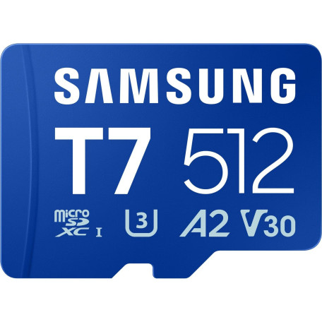 Карта памяти Samsung MICRO SDXC T7 512GB, U3, V30, A2 до 170 Мб/с (MB-MB512T/WW)