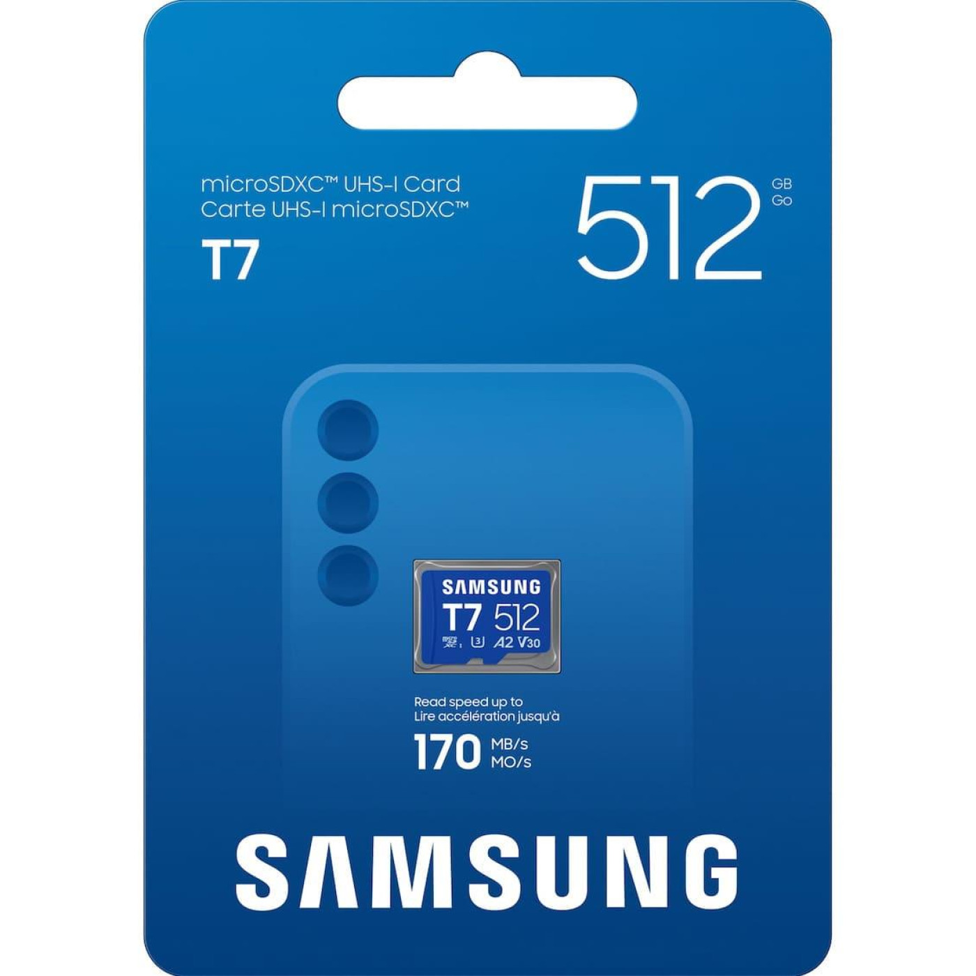 Карта памяти Samsung MICRO SDXC T7 512GB, U3, V30, A2 до 170 Мб/с (MB-MB512T/WW)