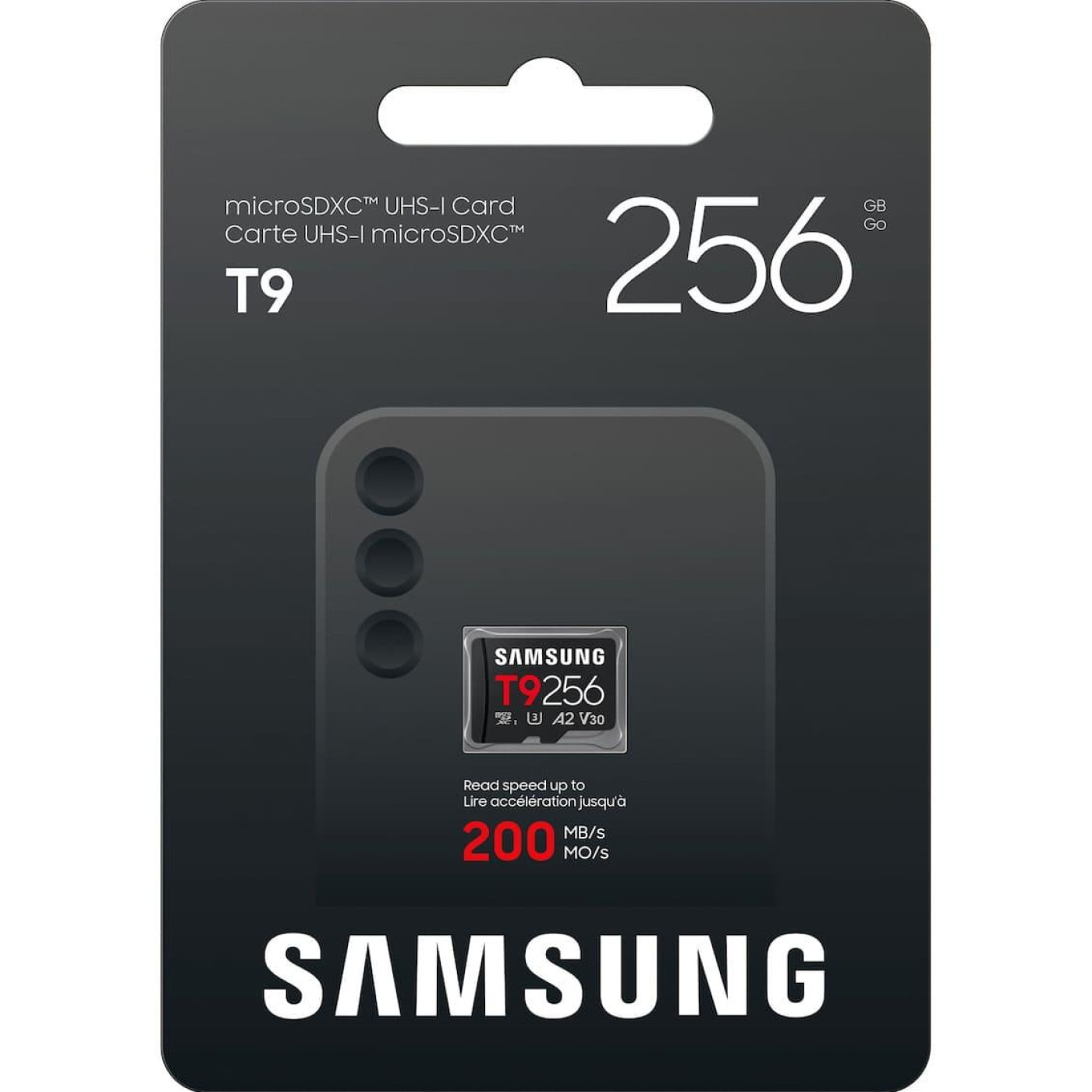 Карта пам'яті Samsung MICRO SDXC T9 256GB, U3, V30, A2 до 200 Мб/с (MB-MH256T/WW)