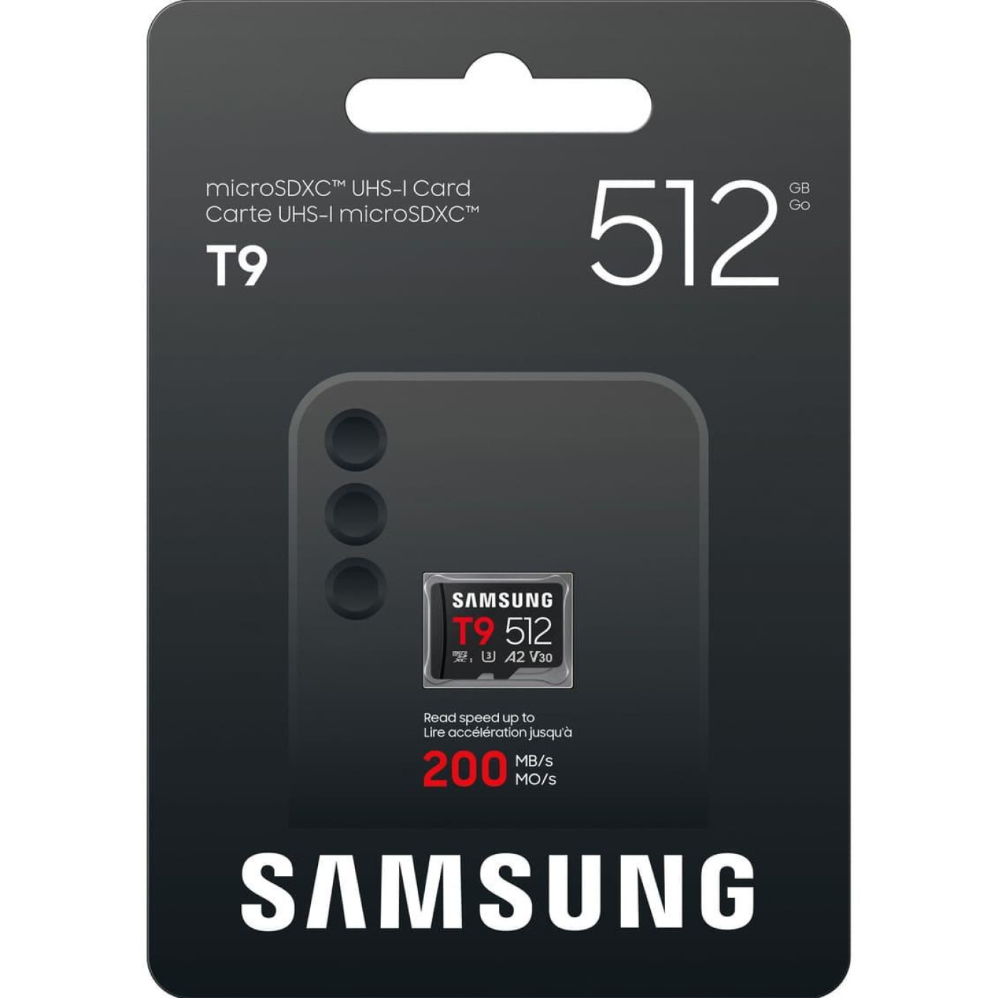 Карта памяти Samsung MICRO SDXC T9 512GB, U3, V30, A2 до 200 Мб/с (MB-MH512T/WW)