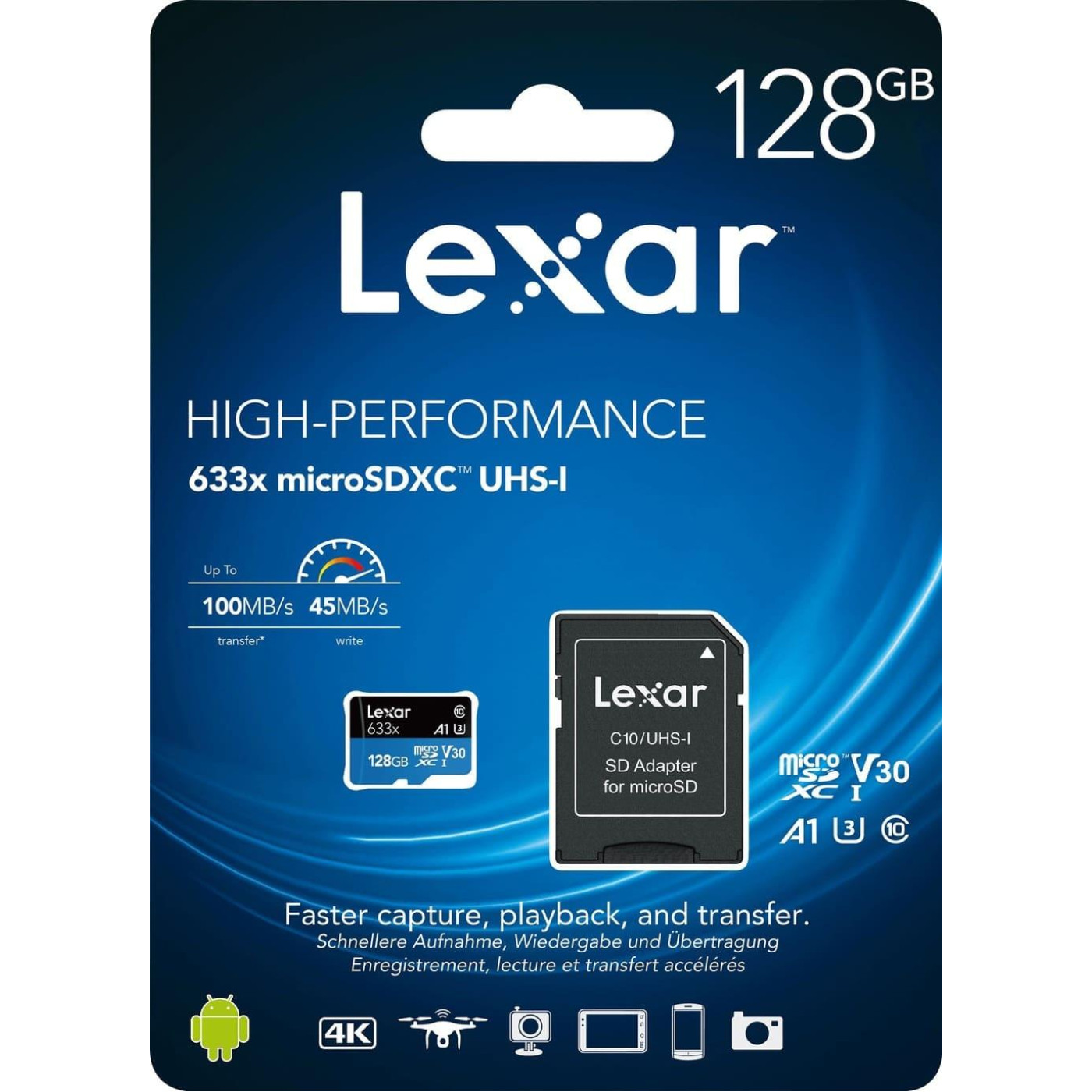 Карта пам’яті MICRO SDXC LEXAR 128GB UHS-I W/ADAPTER (LSDMI128BB633A)