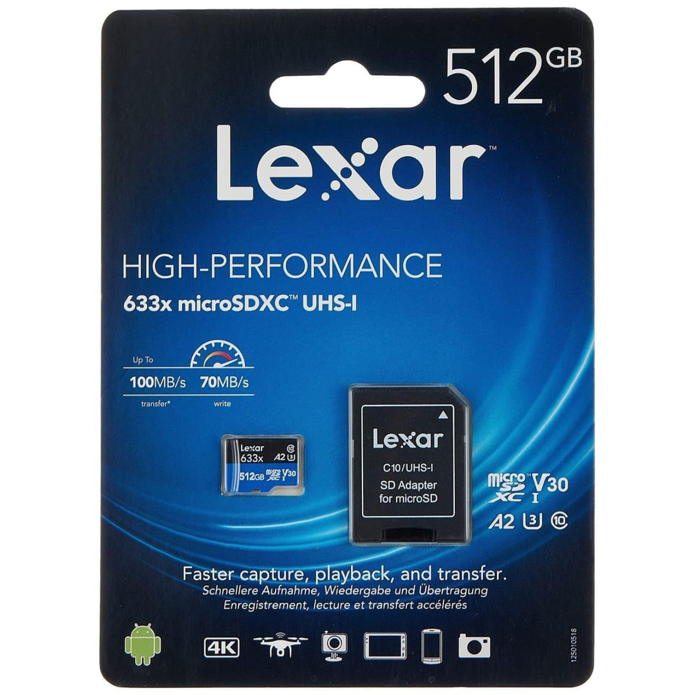 Карта пам’яти MICRO SDXC LEXAR 512GB UHS-I W/ADAPTER (LSDMI512BB633A)