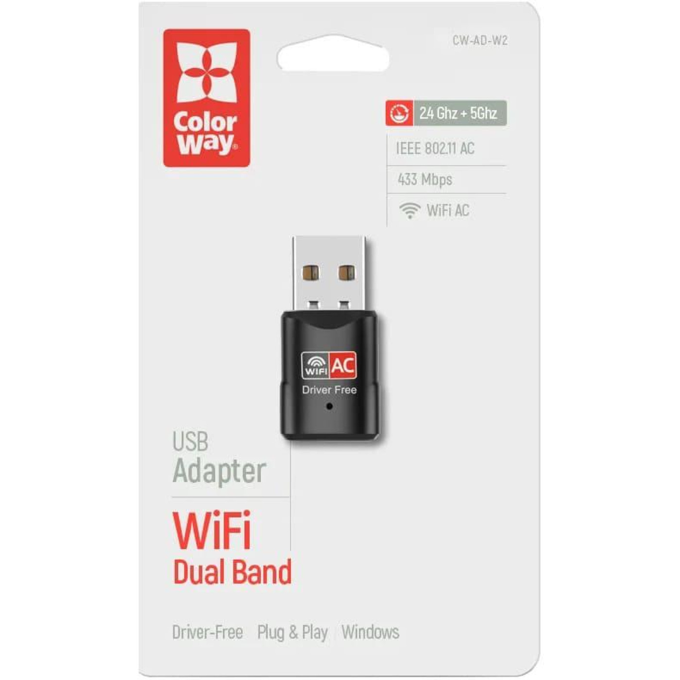 WiFi-адаптер ColorWay Wi-Fi 2.4 ГГц, 5 ГГц (CW-AD-W2)