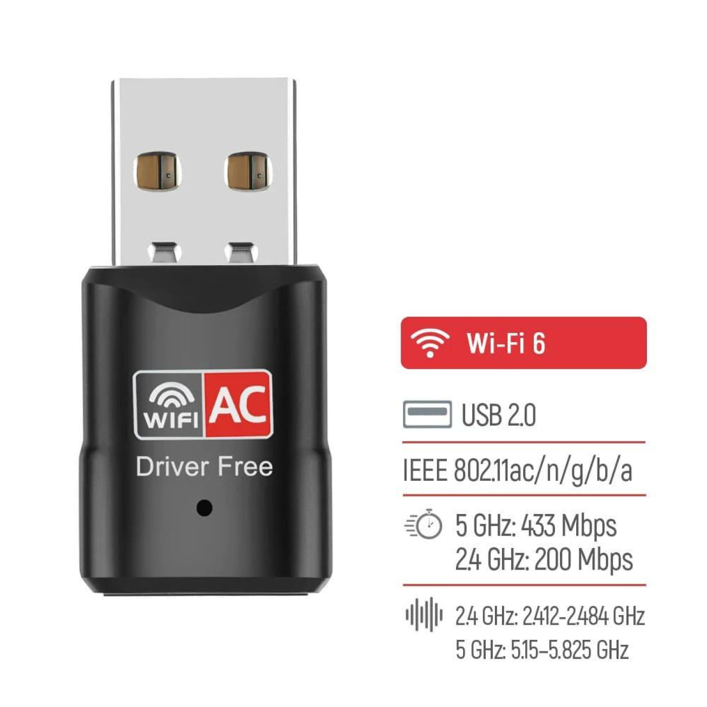 WiFi-адаптер ColorWay Wi-Fi 2.4 ГГц, 5 ГГц (CW-AD-W2)