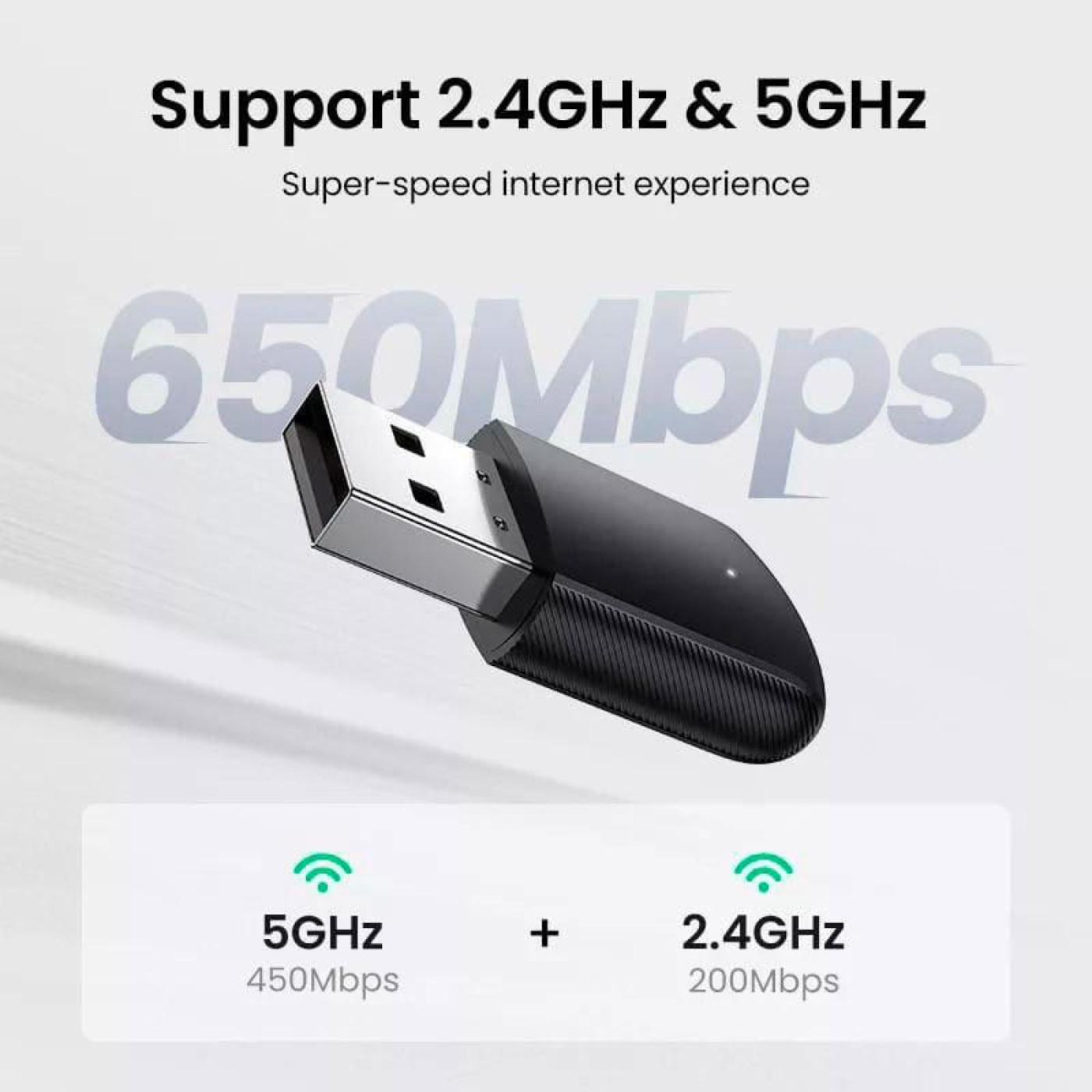 Бездротовий адаптер Ugreen WiFi AC650 11ac Dual-Band USB 2.0 (CM448) (20204)