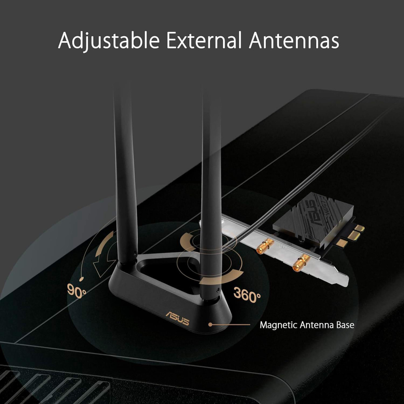 WiFi-адаптер ASUS WiFi PCE-BE92BT BE9400, PCI-Express x1, BT5.4 (90IG08U0-MO0B00) U1