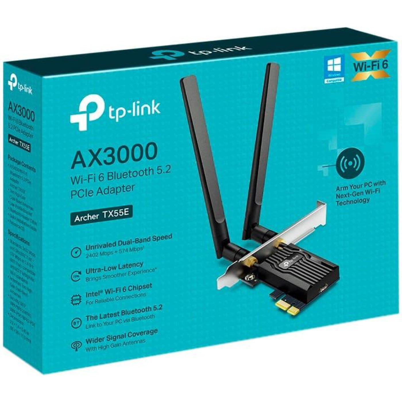 WiFi-адаптер TP-Link Archer TX55E AX3000 BT5.2 PCI Express (ARCHER-TX55E)