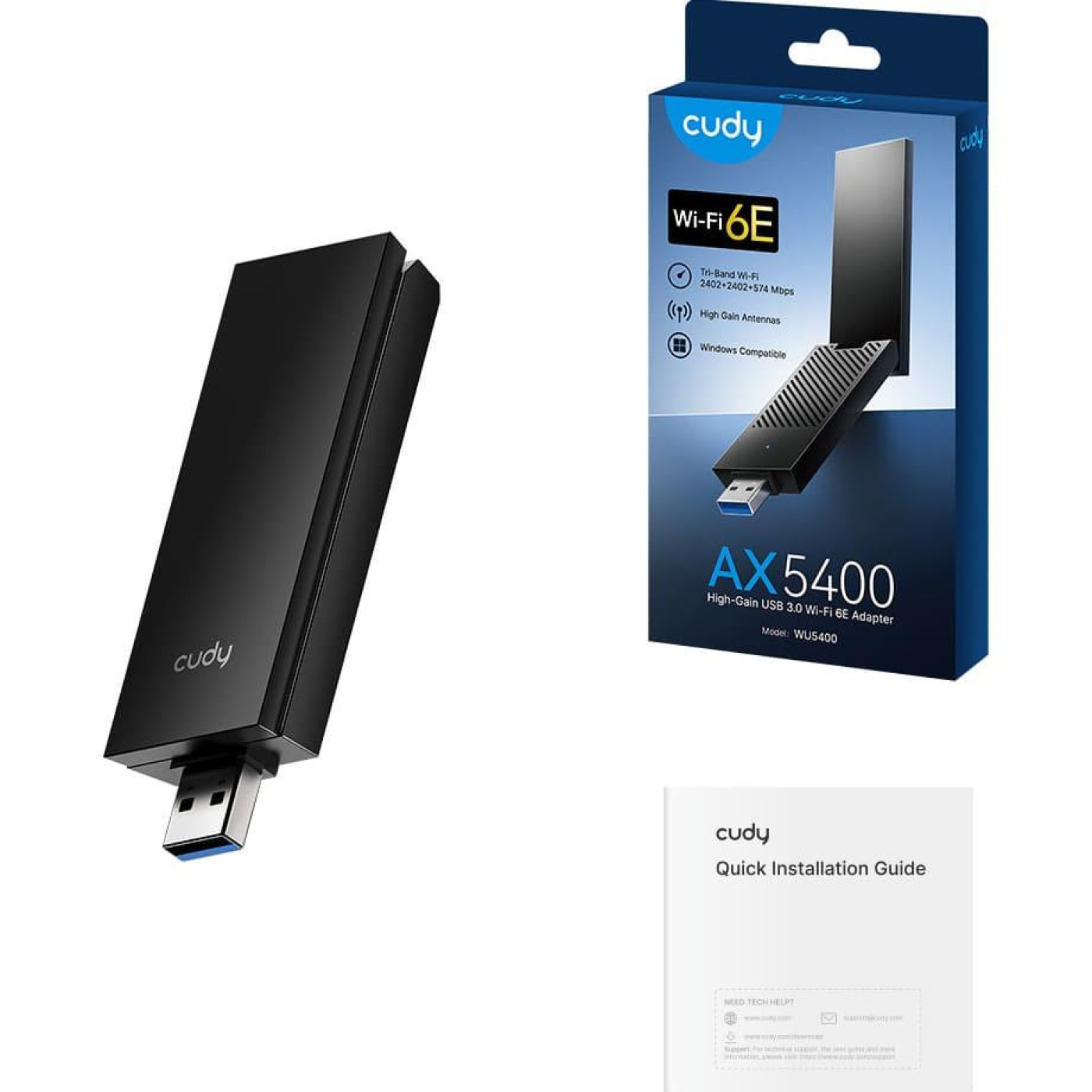WiFi-адаптер Cudy WiFi WU5400, AX5400 Tri-Band Wi-Fi 6 / 6E (WU5400)