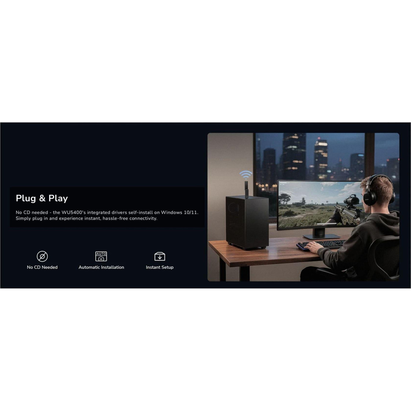 WiFi-адаптер Cudy WiFi WU5400, AX5400 Tri-Band Wi-Fi 6 / 6E (WU5400)